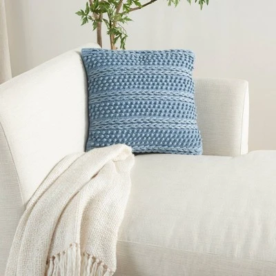 18"x18" Life Styles Woven Striped Square Throw Pillow Ocean Blue - Mina Victory 3 18"x18" Life Styles Woven Striped Square Throw Pillow Ocean Blue - Mina Victory