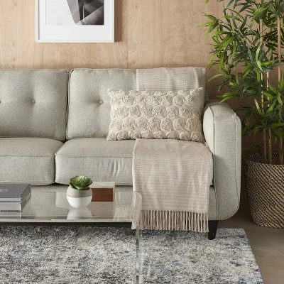 Mina Victory Life Styles Denim Roses Throw Pillow 3 Mina Victory Life Styles Denim Roses Throw Pillow