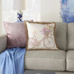 Mina Victory Life Styles Bicycle Multicolor Throw Pillow - 18" X 18" 9 Mina Victory Life Styles Bicycle Multicolor Throw Pillow - 18" X 18" -Decor Haven Store GUEST 0c810762 00e6 42dd 9c8d 89965a321cf2