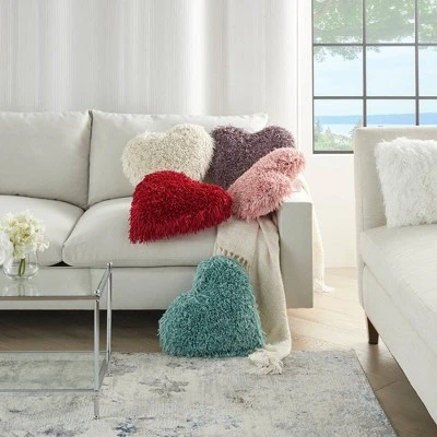 Shag Frame Heart Throw Pillow Blue - Mina Victory 6 Shag Frame Heart Throw Pillow Blue - Mina Victory - Image 4