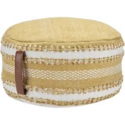 Mina Victory Woven Stripes Outdoor Pouf With Handle -Decor Haven Store GUEST 16dbbba9 7644 48e9 99d0 479883254526