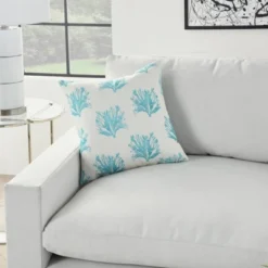 18"x18" Reversible Indoor/Outdoor Coral And Dotted Square Throw Pillow Turquoise - Mina Victory -Decor Haven Store GUEST 178c1d0c 1c7e 47f6 a789 3910e073e372