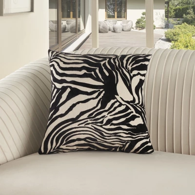 Mina Victory Sofia Jaquard Zebra Velvet 18" X 18" Black Indoor Throw Pillow 3 Mina Victory Sofia Jaquard Zebra Velvet 18" X 18" Black Indoor Throw Pillow