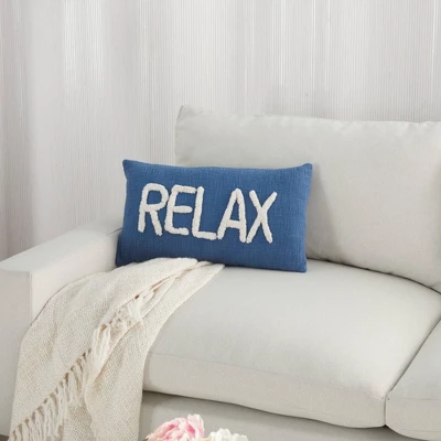 12"x21" Oversize Life Styles 'Relax' Tufted Lumbar Throw Pillow - Mina Victory 4 12"x21" Oversize Life Styles 'Relax' Tufted Lumbar Throw Pillow - Mina Victory - Image 2