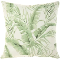 18"x18" Reversible Indoor/Outdoor Banana Leaf And Chevron Print Square Throw Pillow - Mina Victory -Decor Haven Store GUEST 29525edd 7e10 4307 a2bb 40eeb9c53b34