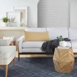 Mina Victory Life Styles Woven Cotton Solid 12" X 30" Indoor Throw Pillow