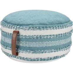 Mina Victory Woven Stripes Outdoor Pouf With Handle -Decor Haven Store GUEST 31009c13 e4e4 45af 86d3 070ee6a93703