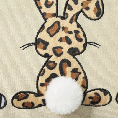 Mina Victory Holiday Applique Bunnies 14" X 20" Beige Throw Pillow 6 Mina Victory Holiday Applique Bunnies 14" X 20" Beige Throw Pillow - Image 4