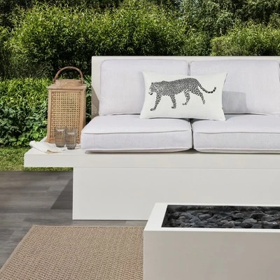 Mina Victory Outdoor Raised Print Leopard Lumbar Throw Pillow 3 Mina Victory Outdoor Raised Print Leopard Lumbar Throw Pillow