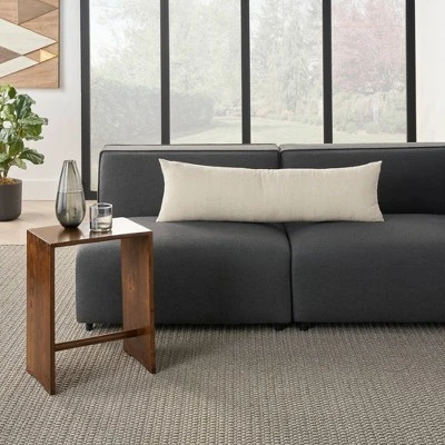 12"x40" Oversized Life Styles Woven Cotton Grid Indoor Lumbar Throw Pillow Beige - Mina Victory 6 12"x40" Oversized Life Styles Woven Cotton Grid Indoor Lumbar Throw Pillow Beige - Mina Victory - Image 4