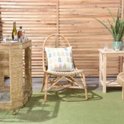 18"x18" Reversible Indoor/Outdoor Leaves And Chevron Print Square Throw Pillow - Mina Victory -Decor Haven Store GUEST 40d9fa51 6d0b 4848 b0ce 61b6edcf1c4a