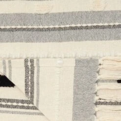 50"x60" Ribbed With Pom-Pom Throw Blanket Black/Ivory - Mina Victory 8 50"x60" Ribbed With Pom-Pom Throw Blanket Black/Ivory - Mina Victory -Decor Haven Store GUEST 43405ddb dfff 48eb a766 ff48b5fa6d10