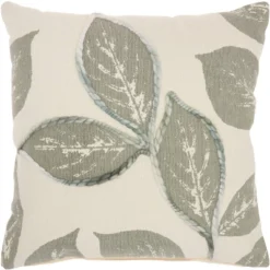 20"x20" Oversize Embroidered Leaves Square Throw Pillow - Mina Victory -Decor Haven Store GUEST 4546aea5 6e30 4f55 b54f 020f8fa31861