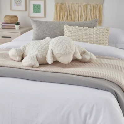 Mina Victory Plush Lines Foldable Lamb Stuffed Animal 18" X 22" Ivory Indoor Throw Pillow 3 Mina Victory Plush Lines Foldable Lamb Stuffed Animal 18" X 22" Ivory Indoor Throw Pillow