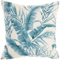 18"x18" Reversible Indoor/Outdoor Banana Leaf And Chevron Print Square Throw Pillow - Mina Victory -Decor Haven Store GUEST 4a107dd0 cc69 4850 86ab 8f13760bfc69