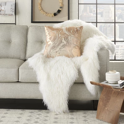 Mina Victory Luminecence Metallic Marble Rose Gold Pillow - 20"X20" 3 Mina Victory Luminecence Metallic Marble Rose Gold Pillow - 20"X20"