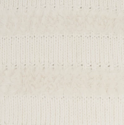 Mina Victory Faux Fur Knit Stripes 20" X 20" Ivory Indoor Throw Pillow 5 Mina Victory Faux Fur Knit Stripes 20" X 20" Ivory Indoor Throw Pillow - Image 3