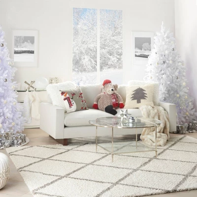 20"x20" Oversize Christmas Tree Loops Square Throw Pillow Ivory/Gray - Mina Victory 7 20"x20" Oversize Christmas Tree Loops Square Throw Pillow Ivory/Gray - Mina Victory - Image 5