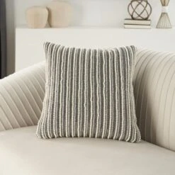 Mina Victory Luminescence Beaded Vert Stripes 20" X 20" Pewter Indoor Throw Pillow 8 Mina Victory Luminescence Beaded Vert Stripes 20" X 20" Pewter Indoor Throw Pillow -Decor Haven Store GUEST 50449ba5 7c87 4dab 88b2 91f7a014f9d5