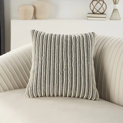 Mina Victory Luminescence Beaded Vert Stripes 20" X 20" Pewter Indoor Throw Pillow 5 Mina Victory Luminescence Beaded Vert Stripes 20" X 20" Pewter Indoor Throw Pillow - Image 3