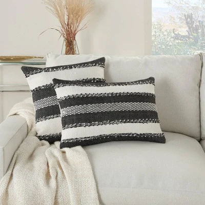Woven Striped And Dots Indoor/Outdoor Throw Pillow - Mina Victory 5 Woven Striped And Dots Indoor/Outdoor Throw Pillow - Mina Victory - Image 3