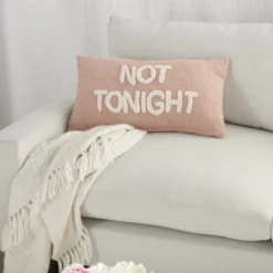 Mina Victory Life Styles Tonight Reversible Not Tonight Tufted Text 14" X 24" Indoor Throw Pillow -Decor Haven Store GUEST 57315648 1792 4320 a32f b5739380ad64