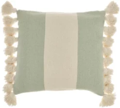 Mina Victory Life Styles Color Block Stripes With Tassel 18"x18" Indoor Throw Pillow -Decor Haven Store GUEST 5c643cc8 c619 4bf0 8621 b0ce47b3e0be