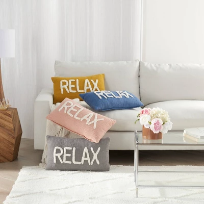 12"x21" Oversize Life Styles 'Relax' Tufted Lumbar Throw Pillow - Mina Victory 3 12"x21" Oversize Life Styles 'Relax' Tufted Lumbar Throw Pillow - Mina Victory