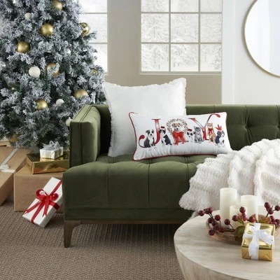 Mina Victory Holiday Animal Joy 12" X 24" White Throw Pillow 5 Mina Victory Holiday Animal Joy 12" X 24" White Throw Pillow - Image 3