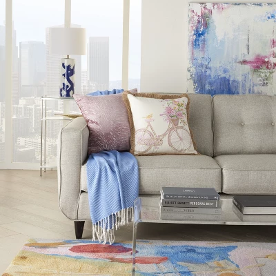 Mina Victory Life Styles Bicycle Multicolor Throw Pillow - 18" X 18" 3 Mina Victory Life Styles Bicycle Multicolor Throw Pillow - 18" X 18"