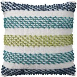 18"x18" Woven Loops Striped Square Throw Pillow With Tassels - Mina Victory -Decor Haven Store GUEST 697385d9 34e6 44ef 963f 280399129b78