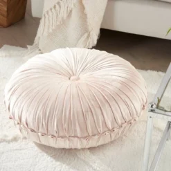 Sofia Pin Tuck Velvet Round Floor Cushion - Mina Victory -Decor Haven Store GUEST 6d1f4016 a60b 48e3 a888 4dece0757251