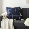 20"x20" Woven Check With Tassel Throw Pillow Navy - Mina Victory 1 20"x20" Woven Check With Tassel Throw Pillow Navy - Mina Victory -Decor Haven Store GUEST 749ae65f 7a55 4c32 b46c a8c26513a093