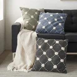 20"x20" Oversize Diamond Embroidered Dots Square Throw Pillow - Mina Victory -Decor Haven Store GUEST 76592969 7549 428c a808 eb08e863cbb1