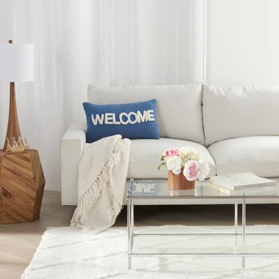 12"x21" Oversize Life Styles 'Welcome' Tufted Lumbar Throw Pillow - Mina Victory 5 12"x21" Oversize Life Styles 'Welcome' Tufted Lumbar Throw Pillow - Mina Victory - Image 3