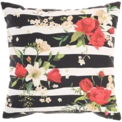Reversible Indoor/Outdoor Rose And Zebra Print Throw Pillow Black/White - Mina Victory -Decor Haven Store GUEST 82a99029 76c9 4ff2 9ea1 a19261aa1767