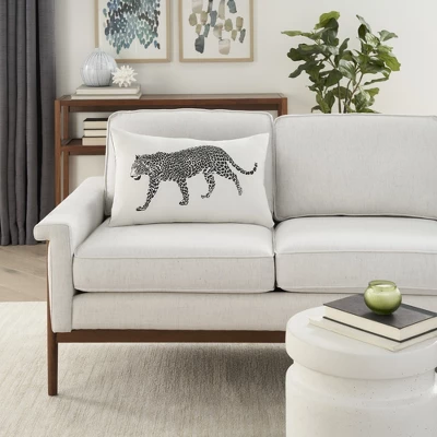 Mina Victory Outdoor Raised Print Leopard Lumbar Throw Pillow 7 Mina Victory Outdoor Raised Print Leopard Lumbar Throw Pillow - Image 5