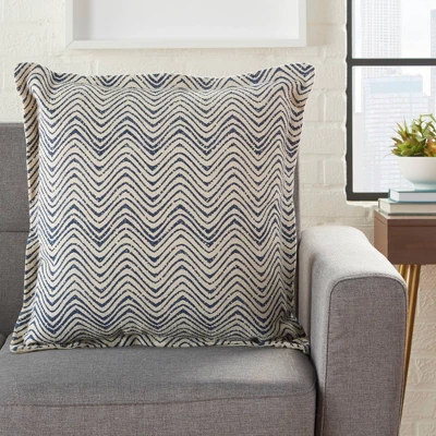 Life Styles Printed Waves Oversize Square Throw Pillow Indigo - Mina Victory 3 Life Styles Printed Waves Oversize Square Throw Pillow Indigo - Mina Victory