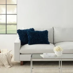 14"x20" Oversize Shag Chindi Short Cut Lumbar Throw Pillow Navy - Mina Victory 11 14"x20" Oversize Shag Chindi Short Cut Lumbar Throw Pillow Navy - Mina Victory -Decor Haven Store GUEST 89c34940 b8c3 4a7d 8931 efe4ca1e59d9