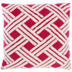 20"x20" Oversize Faux Shearling Fur Jacquard Basketweave Square Throw Pillow - Mina Victory -Decor Haven Store GUEST 8f2739c6 3f5d 4be0 b021 dedddf737d50