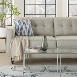 18"x18" Printed Leaves Square Throw Pillow Blue - Mina Victory -Decor Haven Store GUEST 8fe8eb74 9fb6 497f 8eb9 30d90838d06d