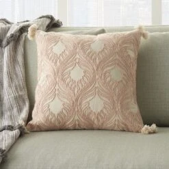 Mina Victory Life Styles Embroidered Feathers 18" X 18" Indoor Throw Pillow -Decor Haven Store GUEST 92d60313 76e5 45dd 9f0e 9bf21e4670ee