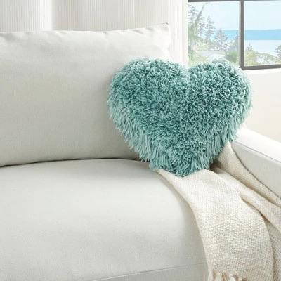Shag Frame Heart Throw Pillow Blue - Mina Victory 4 Shag Frame Heart Throw Pillow Blue - Mina Victory - Image 2