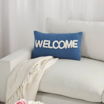 12"x21" Oversize Life Styles 'Welcome' Tufted Lumbar Throw Pillow - Mina Victory 4 12"x21" Oversize Life Styles 'Welcome' Tufted Lumbar Throw Pillow - Mina Victory - Image 2