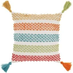 18"x18" Woven Loops Striped Square Throw Pillow With Tassels - Mina Victory -Decor Haven Store GUEST 9dd0bf47 0c50 474d 96eb 22ab6080c87a