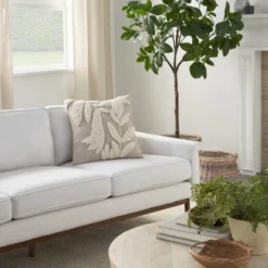 Mina Victory Life Styles Emroidered Leaves 18" X 18" Natural Indoor Pillow Cover 9 Mina Victory Life Styles Emroidered Leaves 18" X 18" Natural Indoor Pillow Cover -Decor Haven Store GUEST 9dde883e 7361 40a6 8364 98b24ebe6db9