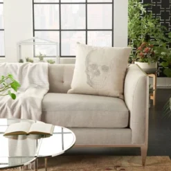 20"x20" Oversize Life Styles Printed Skull Square Throw Pillow Natural - Mina Victory -Decor Haven Store GUEST a26f20ab e382 4493 9881 c473fd2b89a0