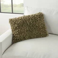 14"x20" Oversize Shag Chindi Short Cut Lumbar Throw Pillow Sage - Mina Victory -Decor Haven Store GUEST ae8c7703 8286 4c11 b8db dbc6aeb94ddc
