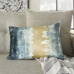 Mina Victory Luminecence Metallic Ombre Strip Teal Throw Pillow - 14"X20" -Decor Haven Store GUEST b1bbaa99 b27f 46ba be5a 9f99075ee133