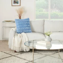 20"x20" Oversize Faux Fur Ruched Rabbit Square Throw Pillow - Mina Victory -Decor Haven Store GUEST b3d7856d b845 4e9a aa69 d2c3dce8e5a0